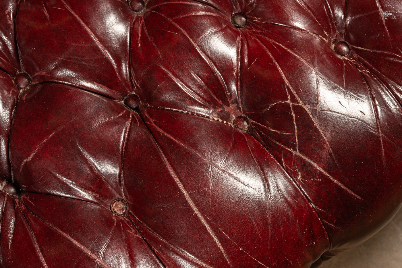 Vintage Tufted Chesterfield Sofa in Oxblood