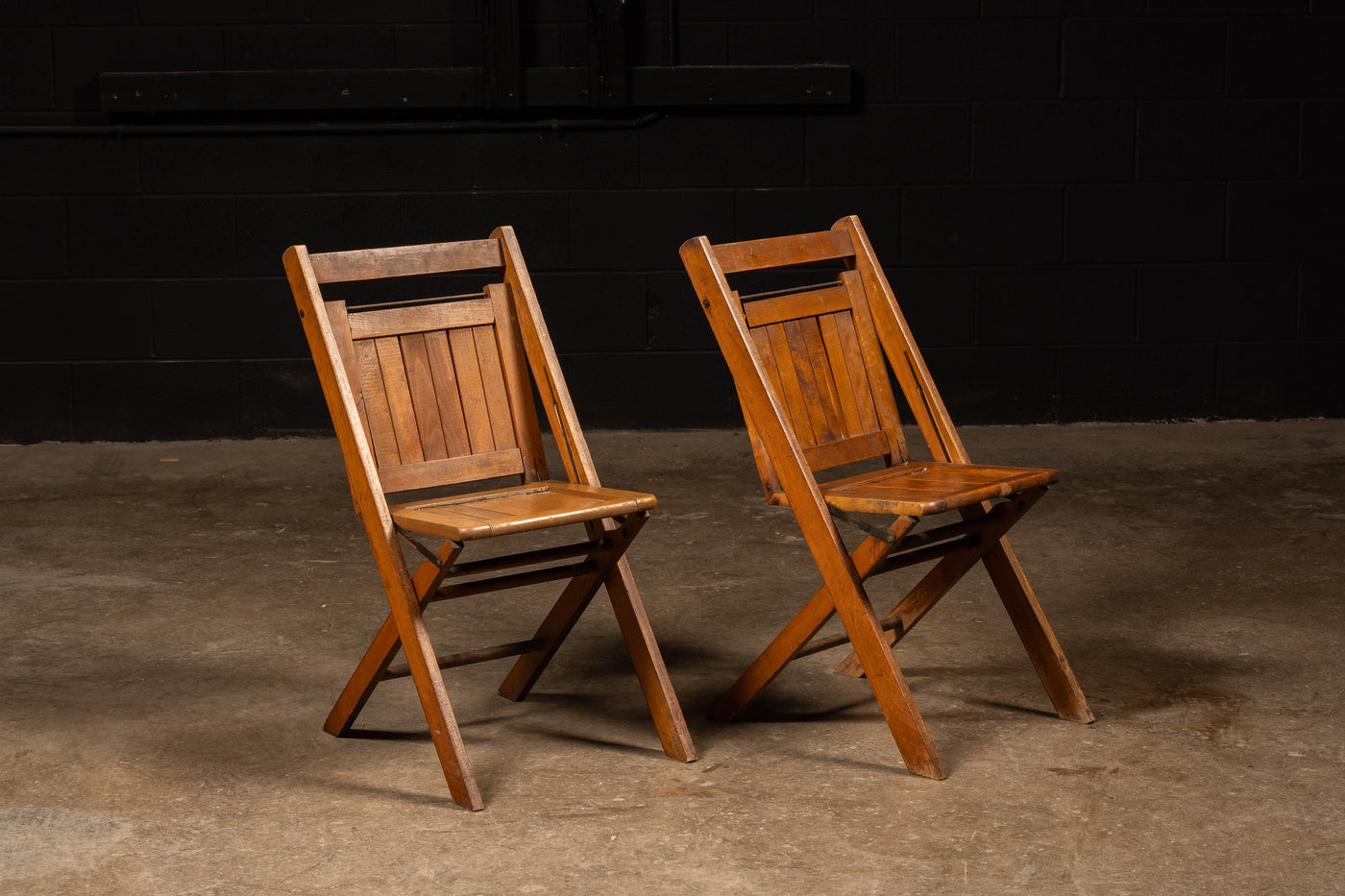 Antique Wooden Slat Folding Chairs