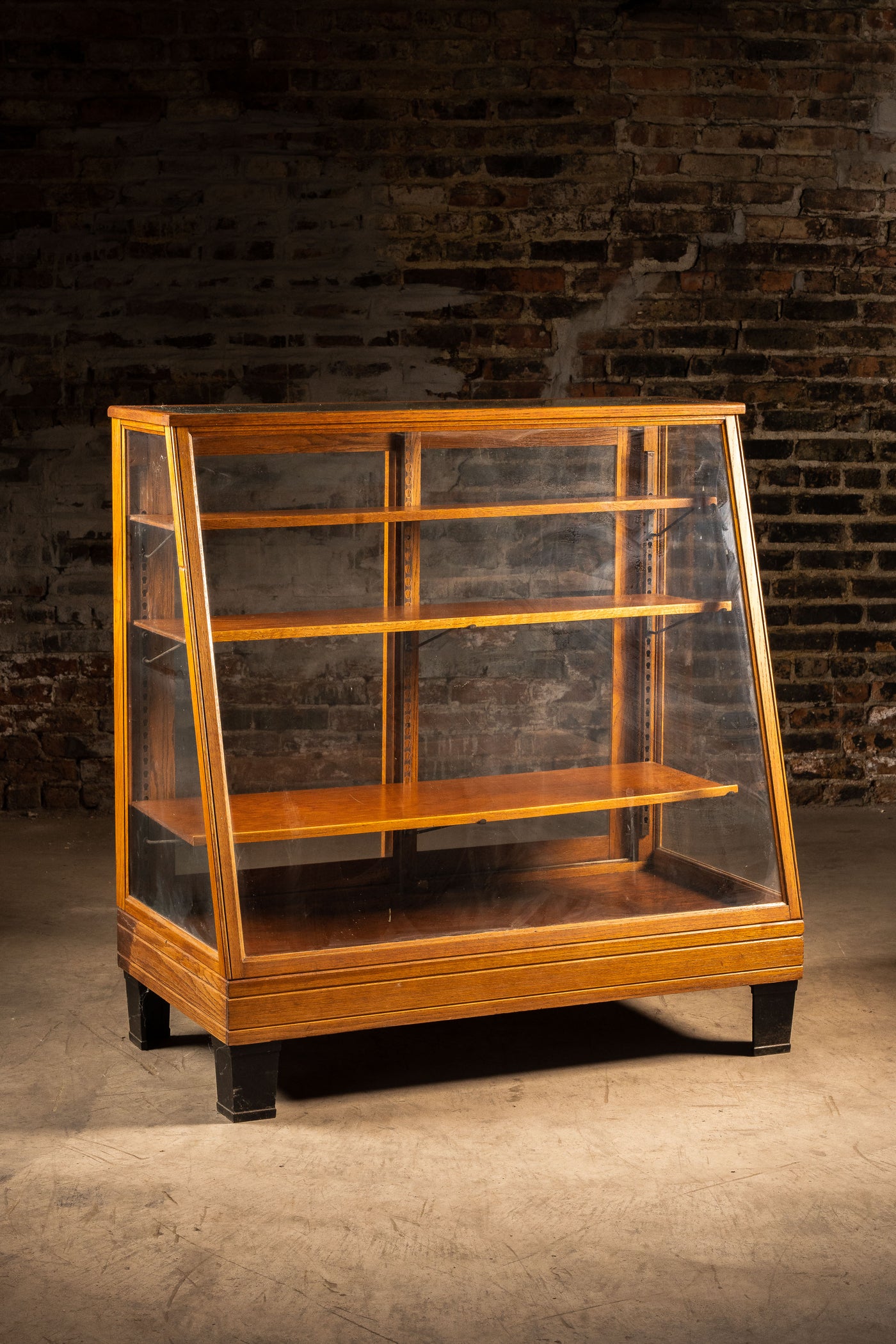 Vintage Mercantile Display Case With Sliding Glass Doors