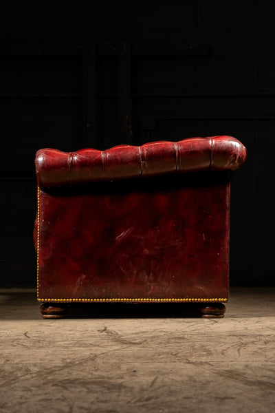 Vintage Tufted Chesterfield Sofa in Oxblood