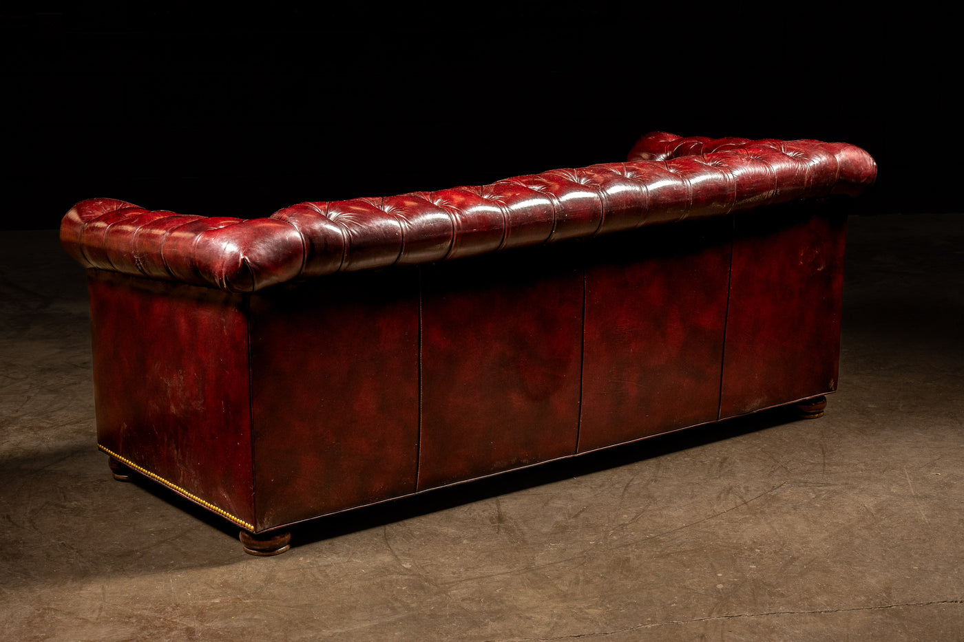 Vintage Tufted Chesterfield Sofa in Oxblood