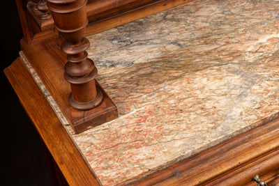 Early Oak Buffet with Red Marble Top