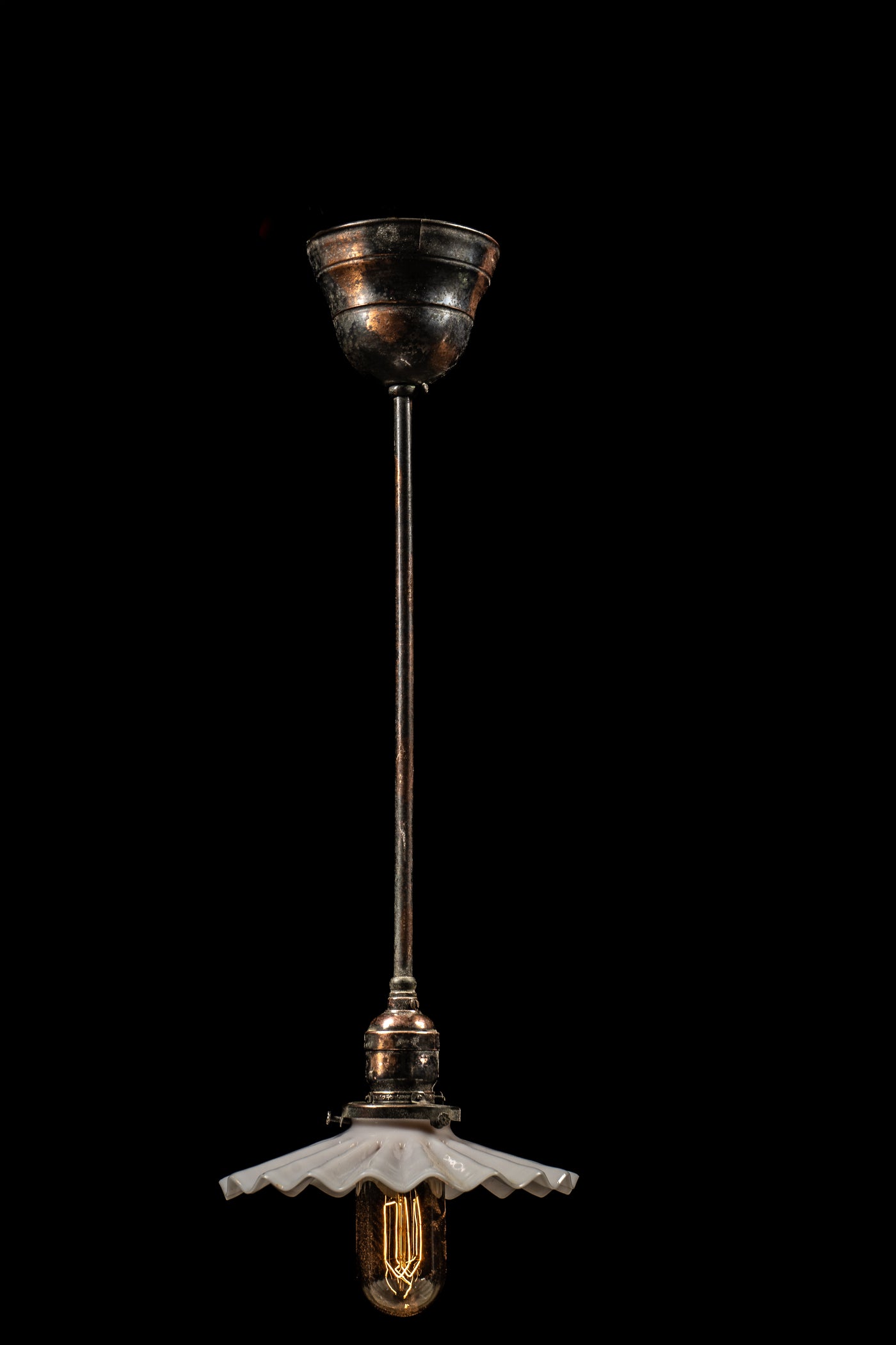 Antique Japanned Copper Pendant Lamp