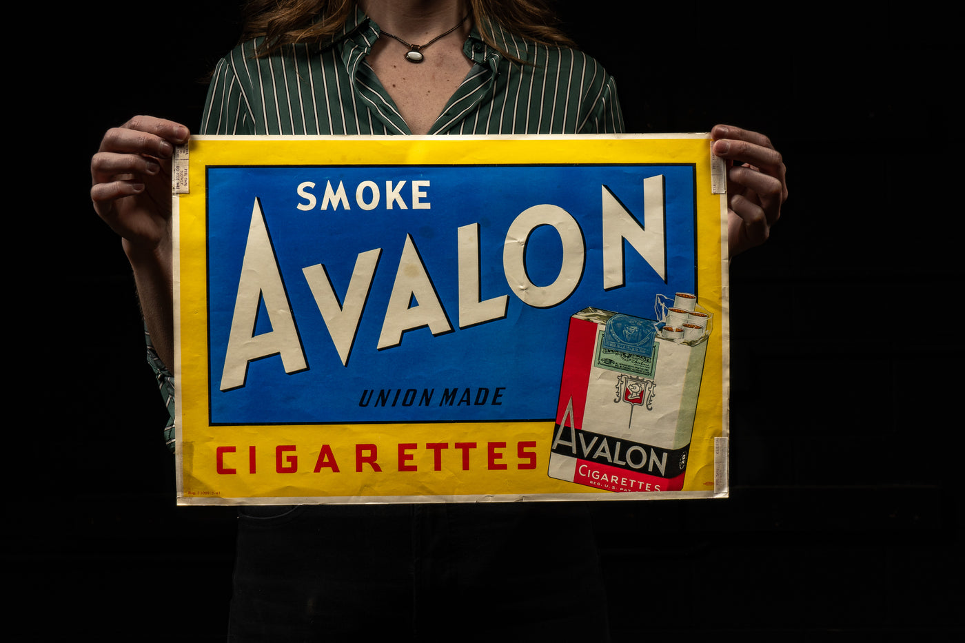 c. 1940s Avalon Cigarettes Paper Advertising Sign