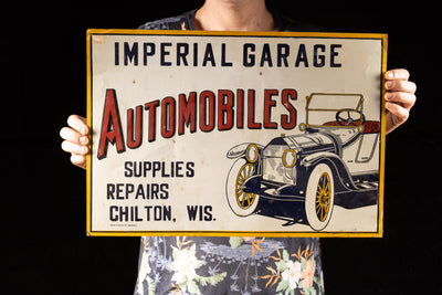 Antique Imperial Garage Embossed Tin Sign
