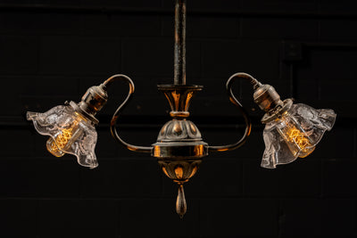 Antique Japanned Double Socket Ceiling Lamp