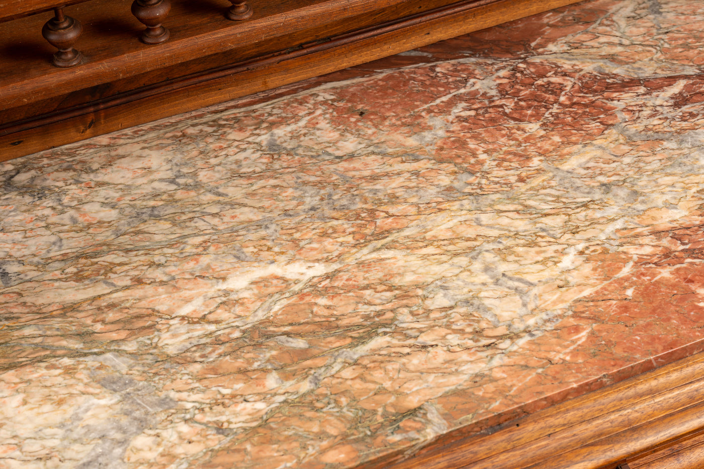 Early Oak Buffet with Red Marble Top