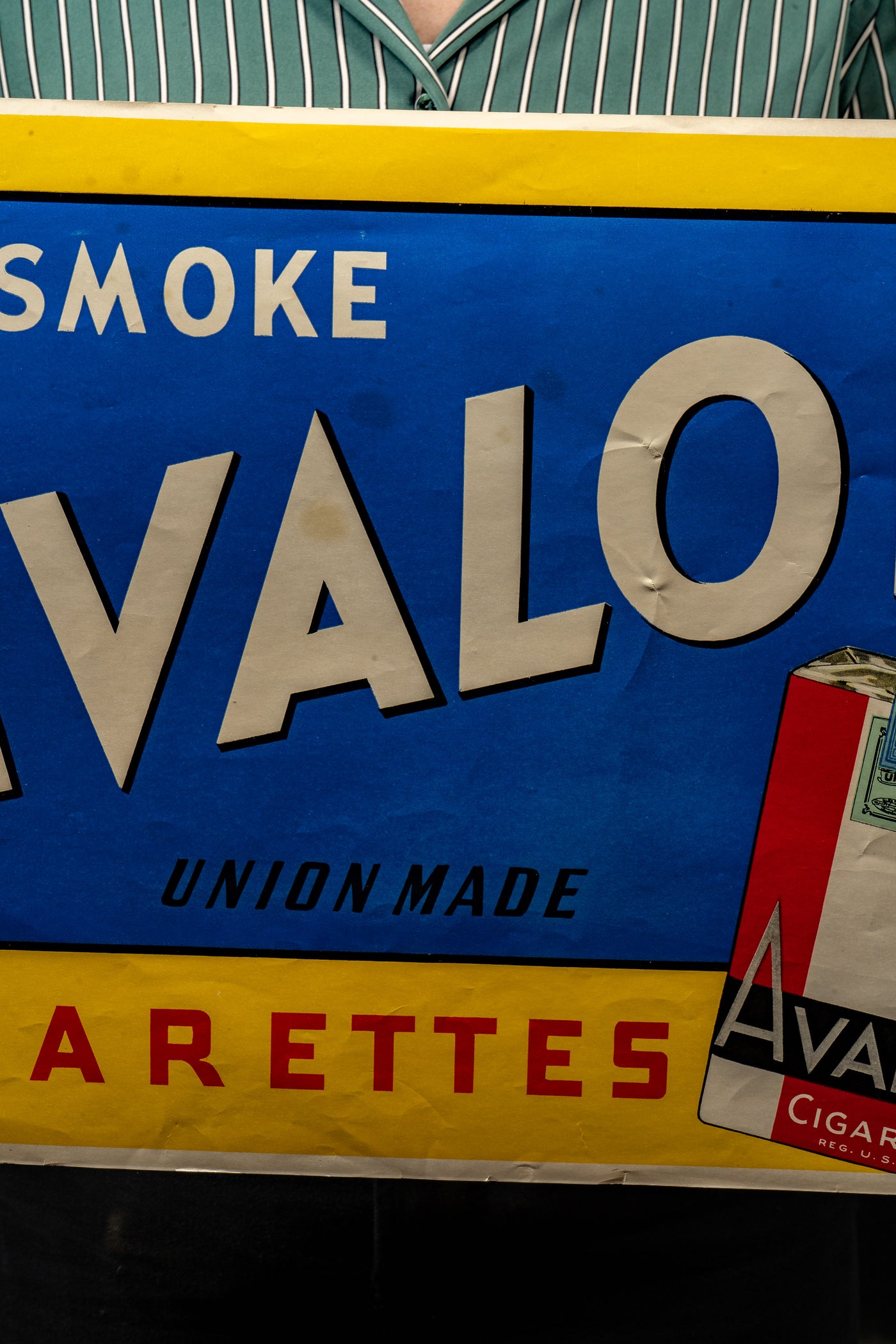 c. 1940s Avalon Cigarettes Paper Advertising Sign