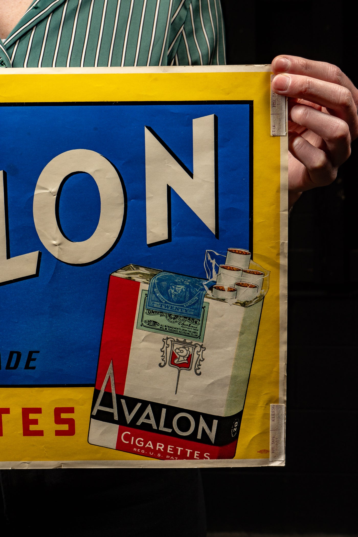 c. 1940s Avalon Cigarettes Paper Advertising Sign