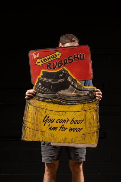 Hood Rubber Company Rubashu Cardboard Advertising Sign