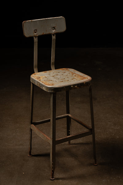 Vintage Industrial Stool in Gray