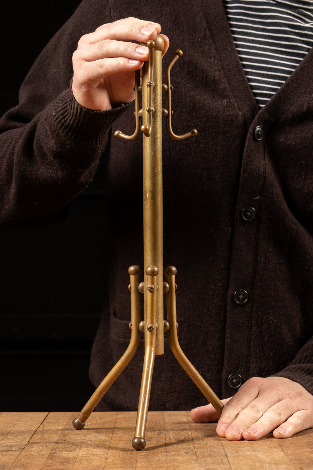 Vintage Salesman Sample Brass Coat Rack – Industrial Artifacts