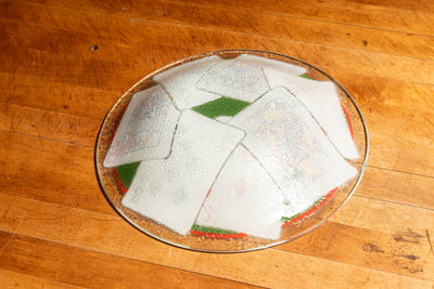 Vintage Handmade Glass Playing Card Bowl