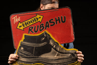 Hood Rubber Company Rubashu Cardboard Advertising Sign