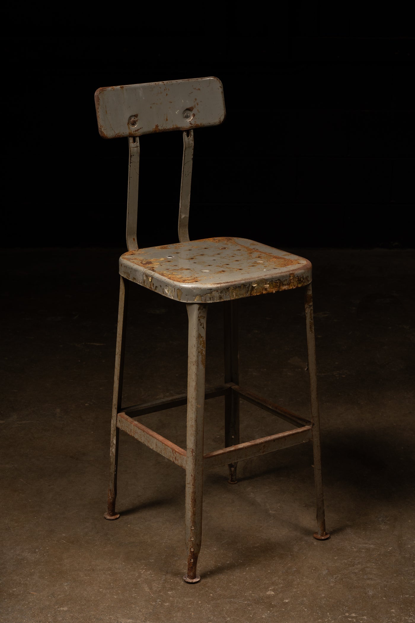 Vintage Industrial Stool in Gray