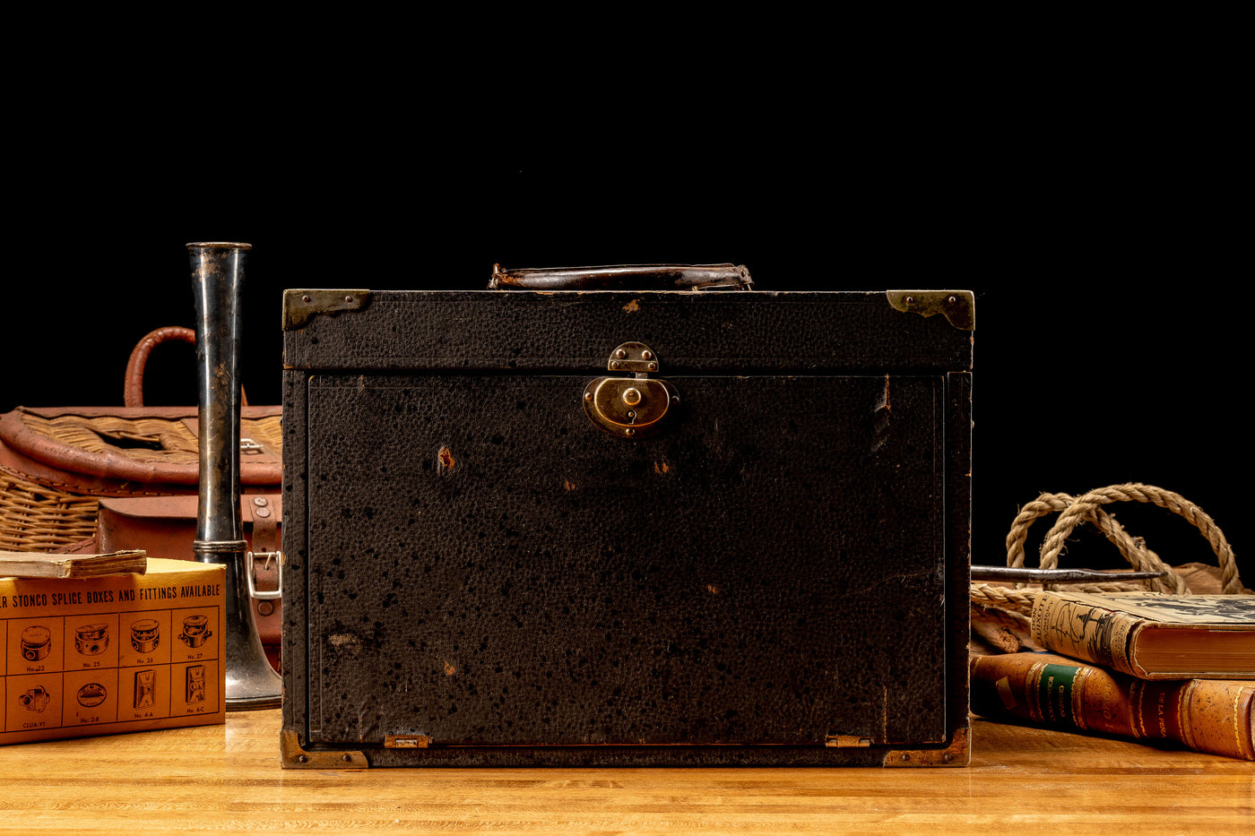Early 20th Century Electrician's Chest With Purple Velvet