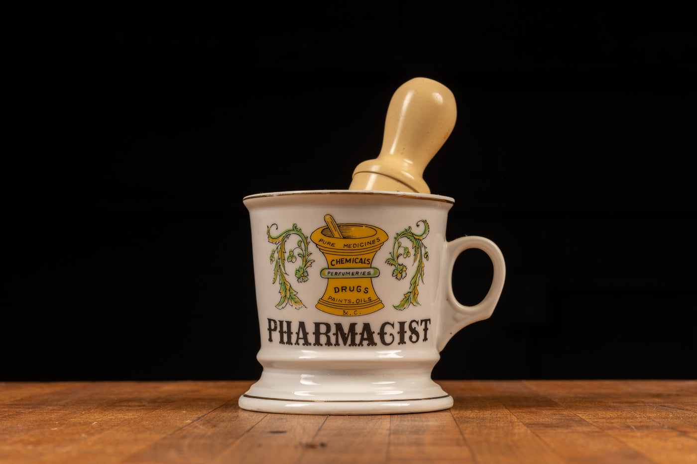 Ironstone Pharmacist Shaving Mug with Century Shave Brush