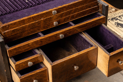 Early 20th Century Electrician's Chest With Purple Velvet