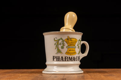 Ironstone Pharmacist Shaving Mug with Century Shave Brush