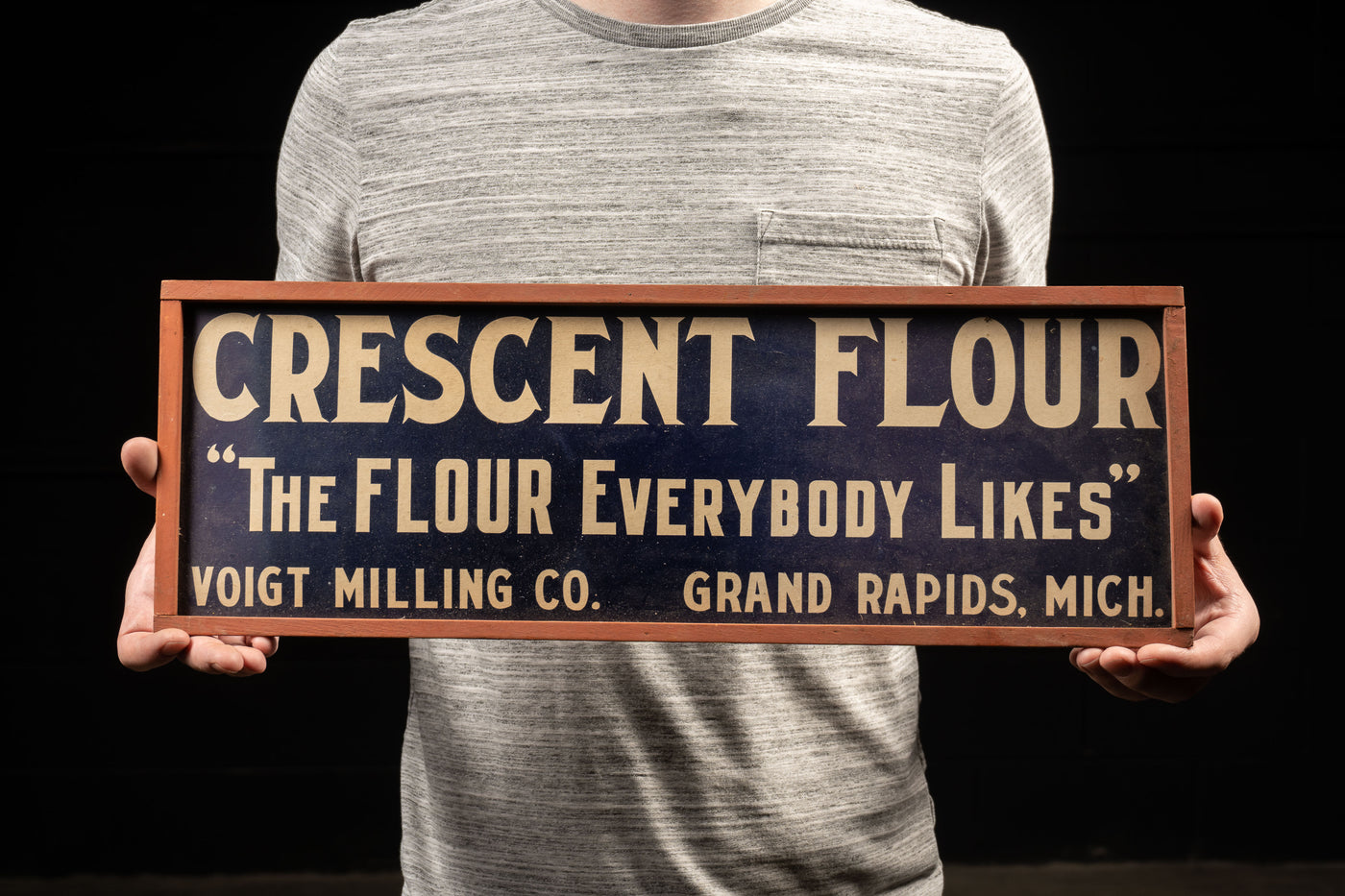 c.1920 Framed Cardstock Crescent Flour Sign