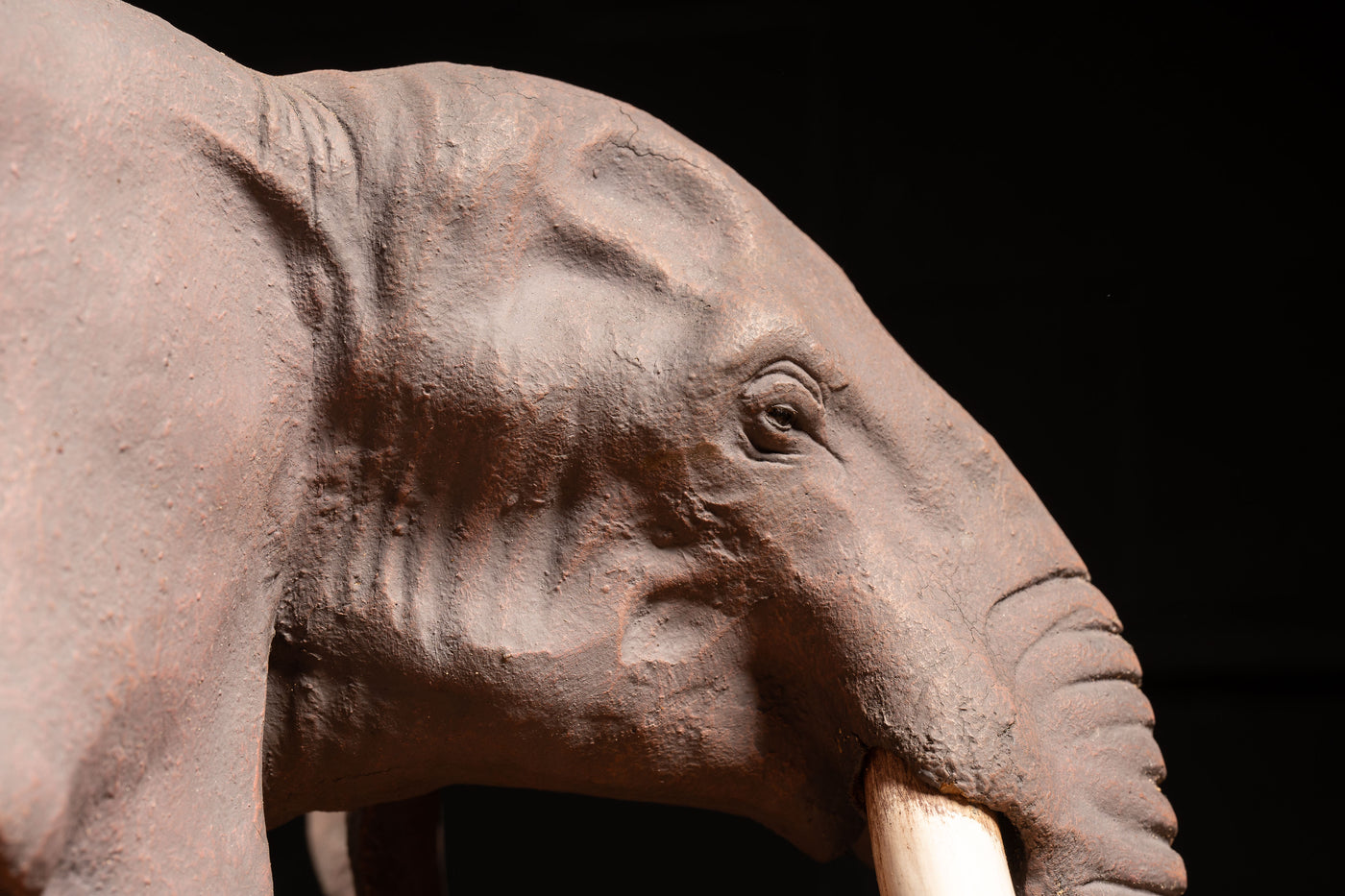 Large Wooden Elephant Figure