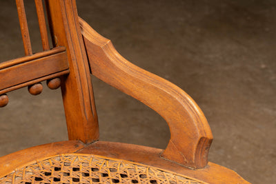 Antique Eastlake Oak Side Chair with Caned Seating