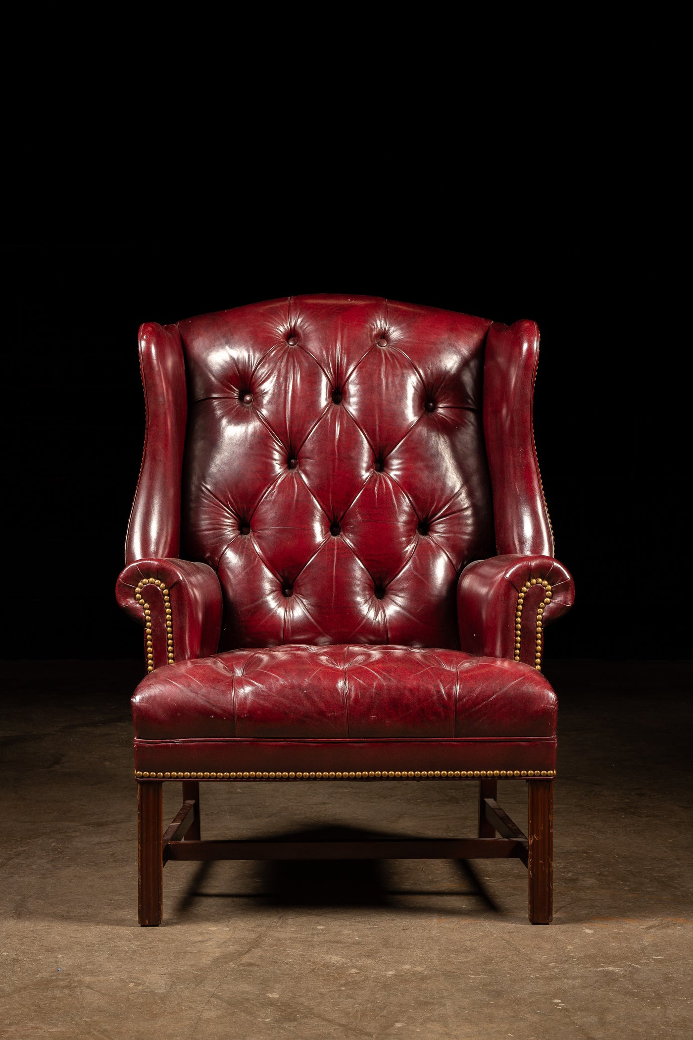 Vintage Tufted Wingback Armchair in Burgundy