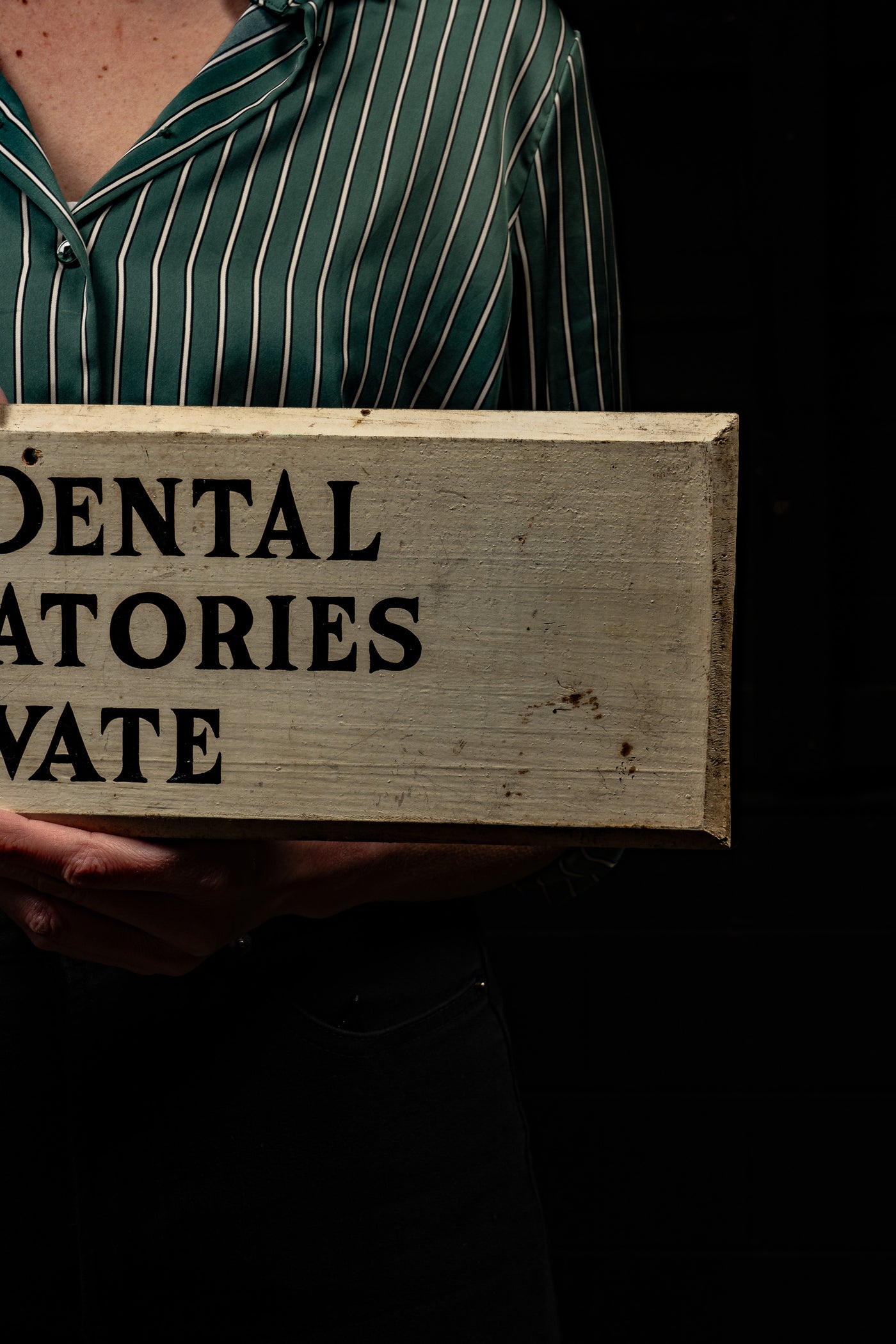 Vintage Painted Wood Dental Laboratory Sign