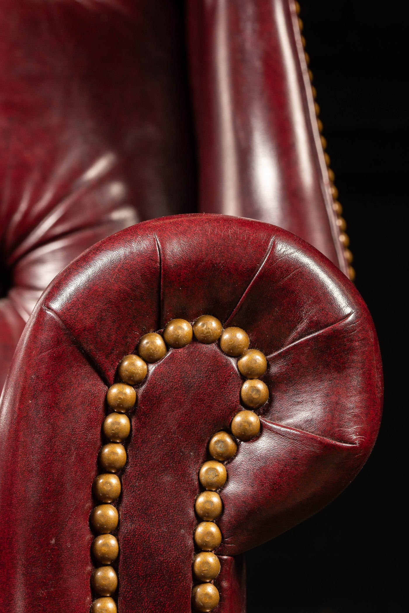 Vintage Tufted Wingback Armchair in Burgundy