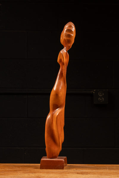 Abstract Figural Carved Teak Sculpture