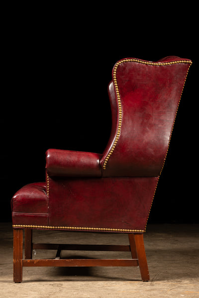 Vintage Tufted Wingback Armchair in Burgundy