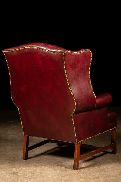 Vintage Tufted Wingback Armchair in Burgundy