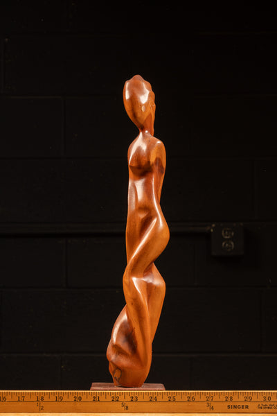 Abstract Figural Carved Teak Sculpture