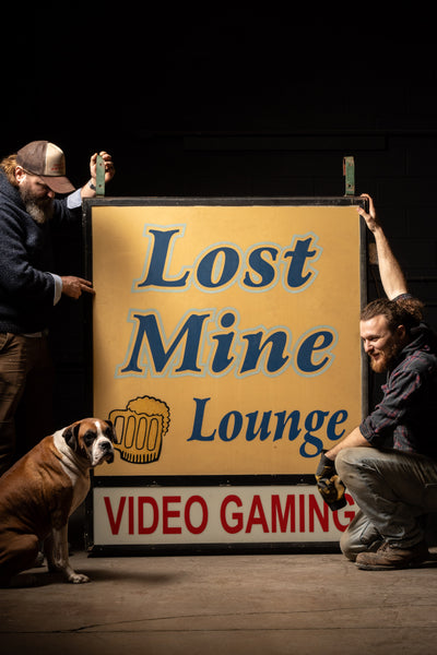 Vintage Lost Mine Lounge Bowling Alley Bar Sign