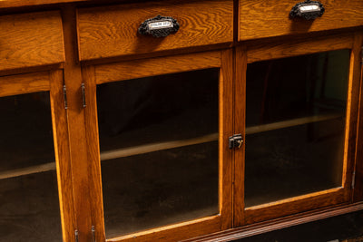 Large Antique Oak Display Cabinet