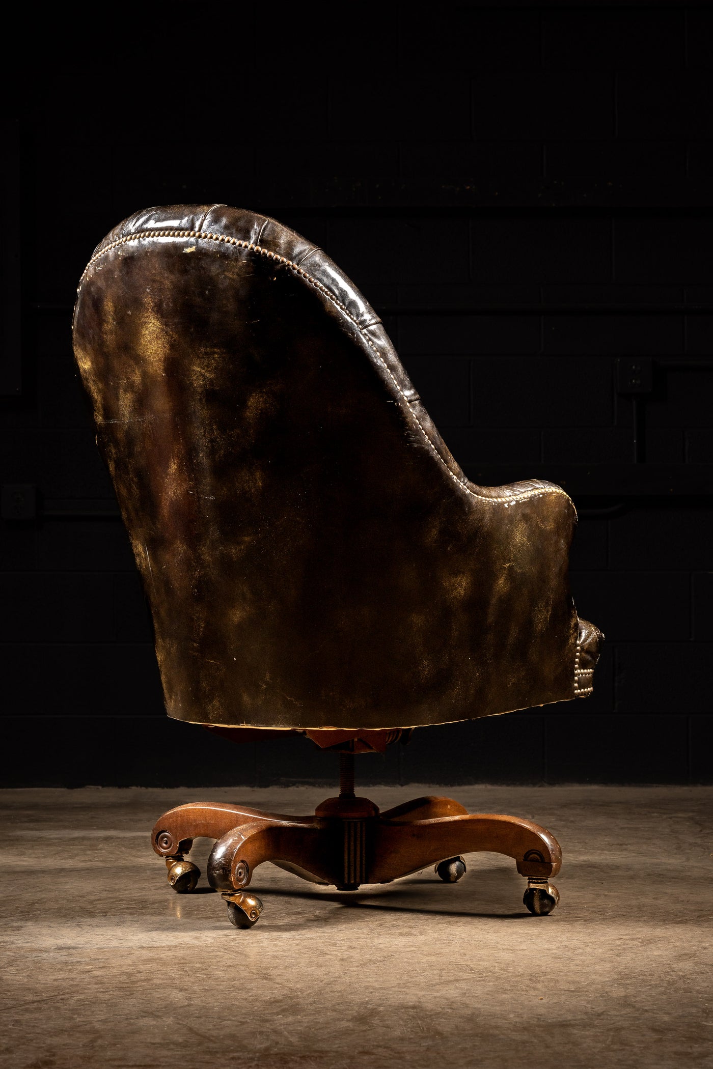 Vintage Leather Rolling Executive Chair
