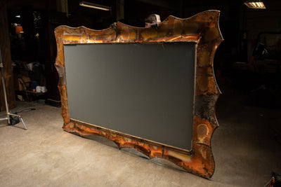 Massive Unique Copper Frame Industrial Mirror