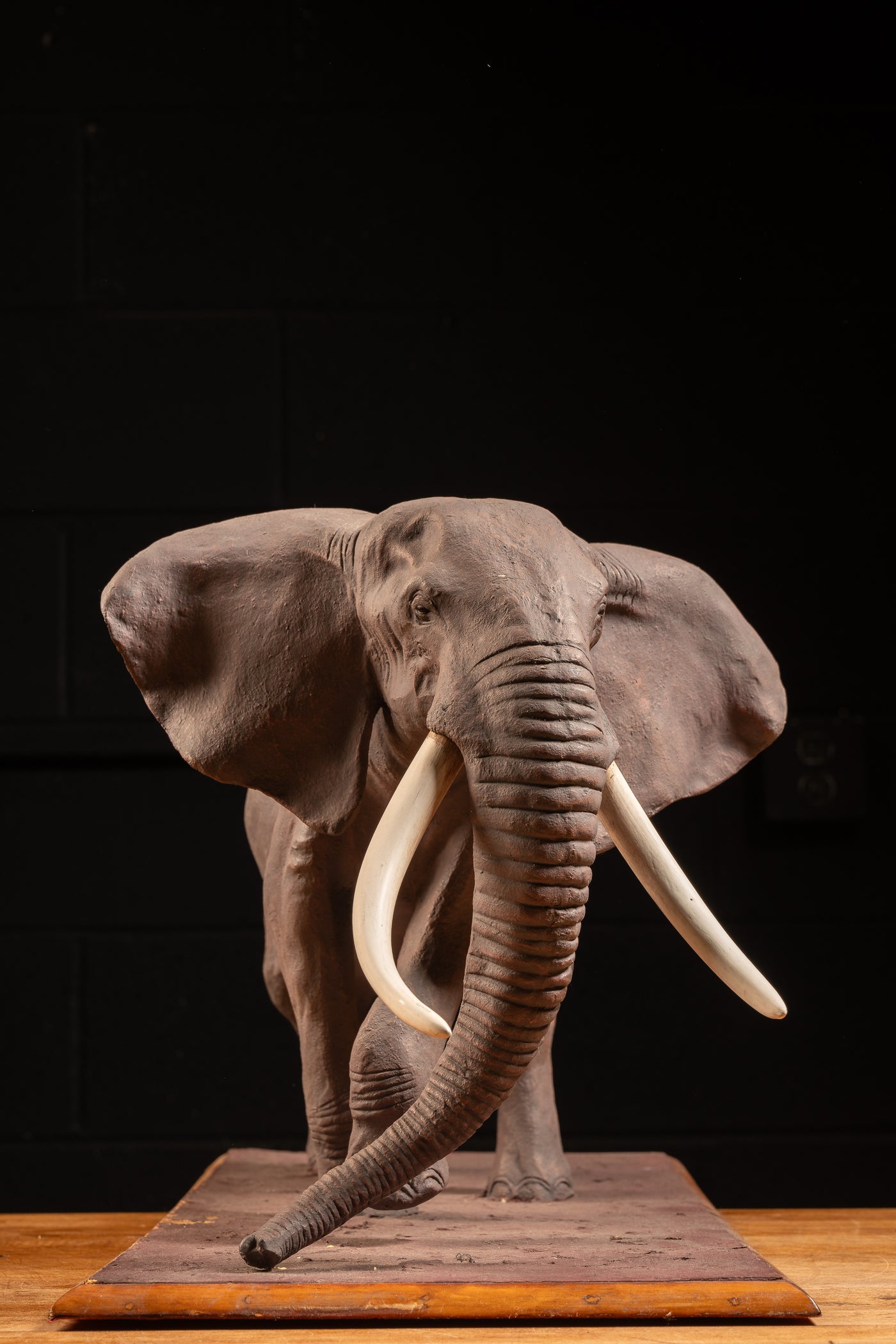 Large Wooden Elephant Figure