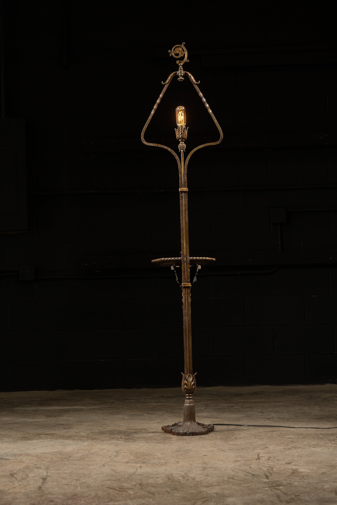 Antique Brass Lamp With Ashtray Stand