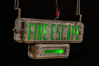 Double-Sided Art Deco Lighted Fire Escape Exit Sign