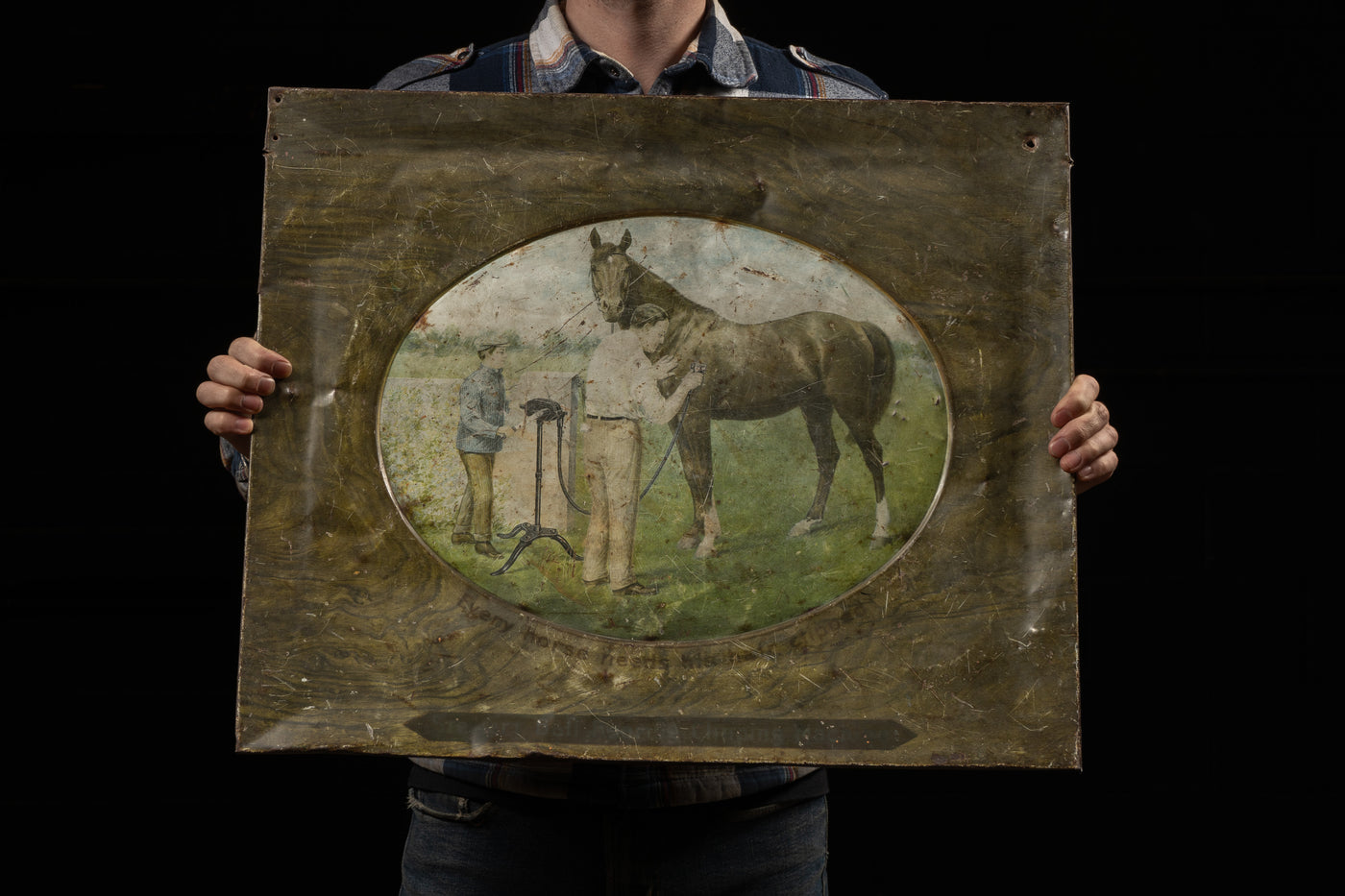 Early 20th Century Horse Clipping Machine Self-Framed Tin Sign