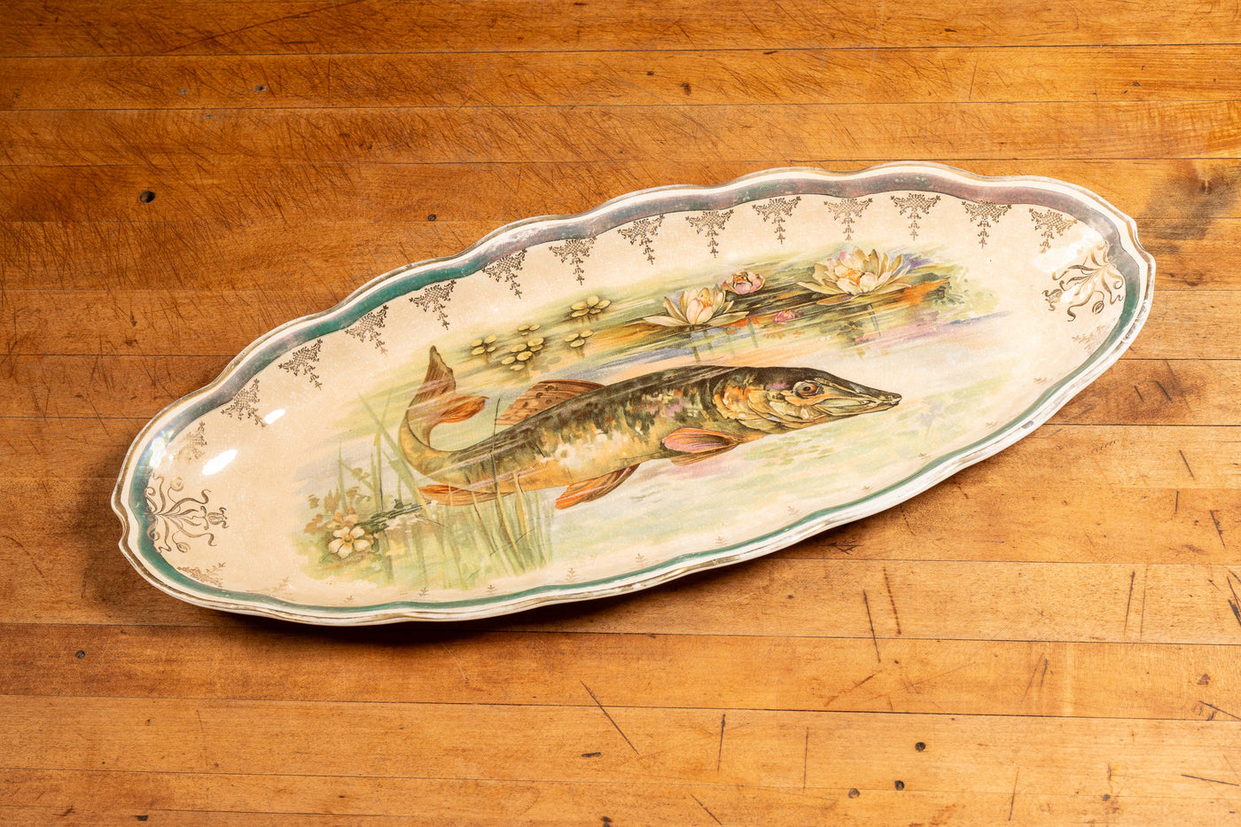 Early 20th Century China Pike Serving Platter