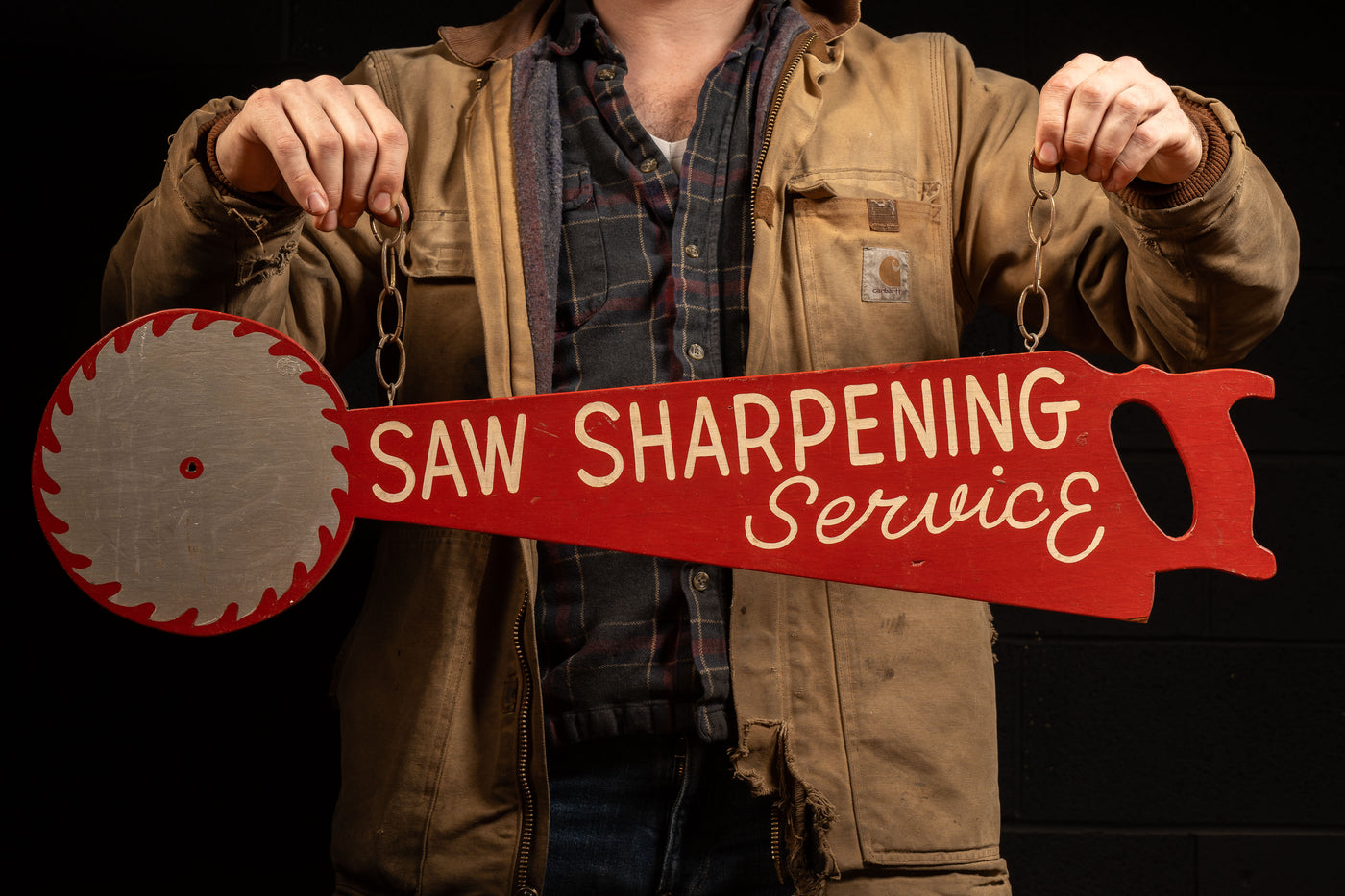 Vintage Saw Sharpening Figural Trade Sign