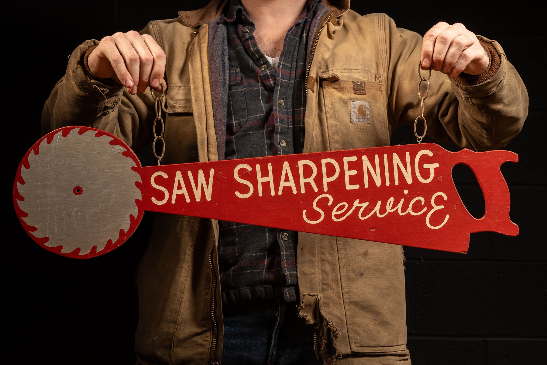 Sharp Machine Tool Sign Vintage Saw Sharpening Figural Trade Sign – Industrial Artifacts