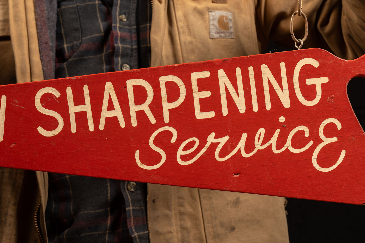 Vintage Saw Sharpening Figural Trade Sign