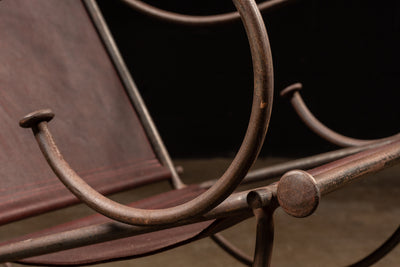 Wrought Iron and Leather Rocker by Ilana Goor