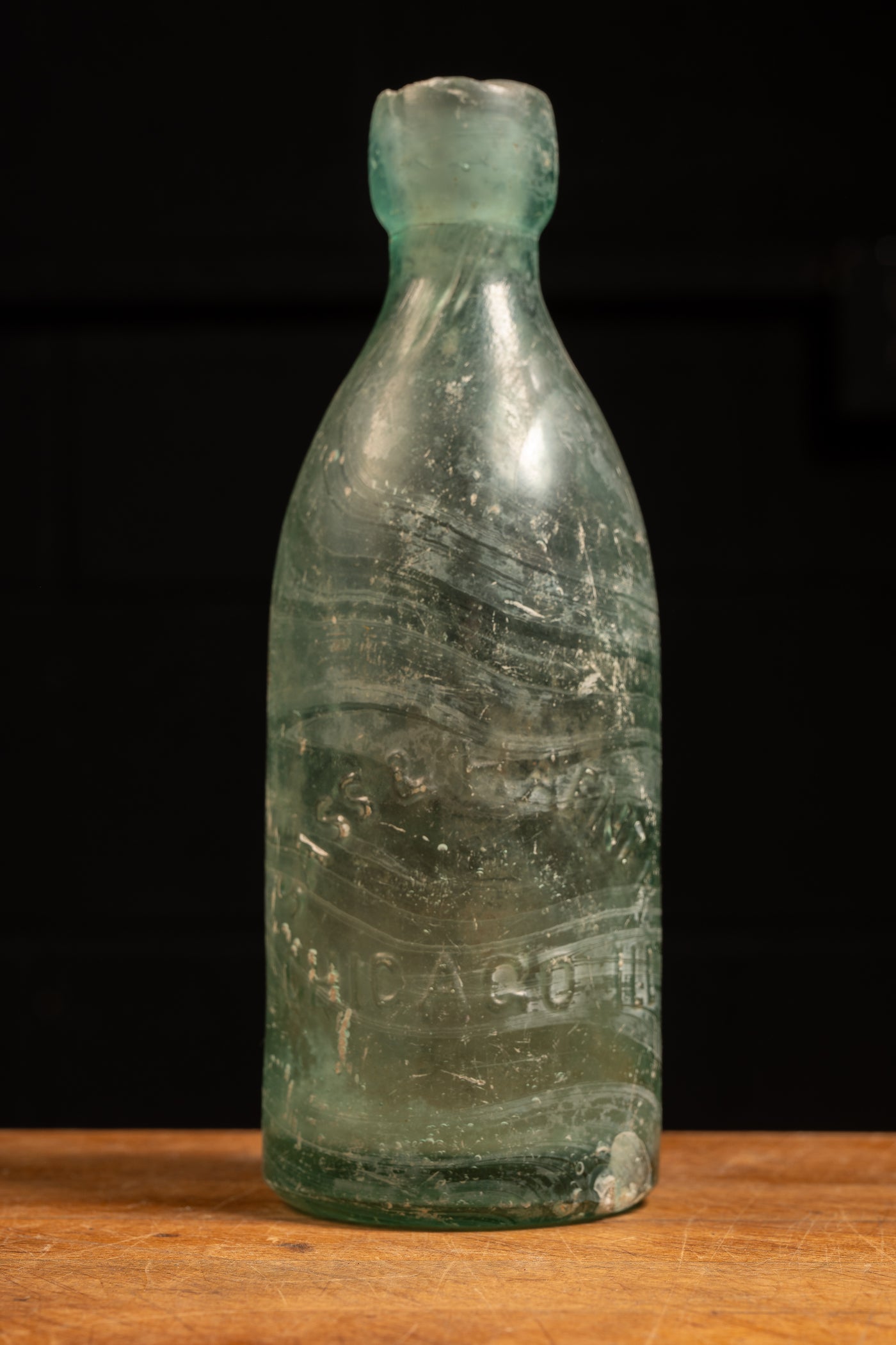 Late 19th Century Blue Aqua Glass Bottle