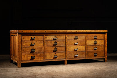 Antique Double-Sided Quarter Sawn Oak Lab Table