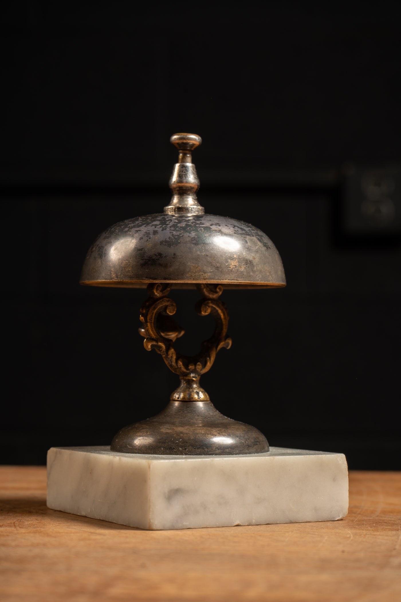 Early 20th Century Brass Concierge Bell on Marble Base