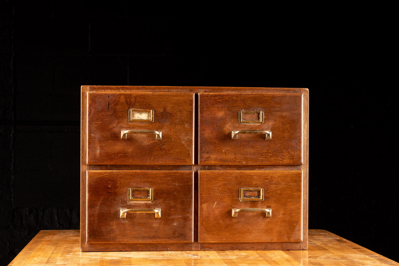 Vintage Four Drawer Wooden Machinist Cabinet